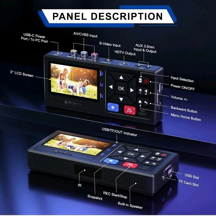 Portta VHS to Digital Converter, Video to Digital Recorder with Remote