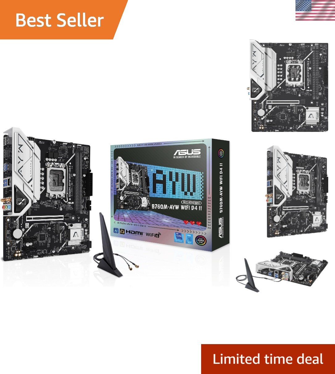 MicroATX B760M-AYW Motherboard for Intel 12/13/14th Gen CPUs – 2x M.2 Slots