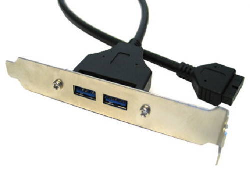 Internal USB 3.0 20 Pin Cable to Dual USB 3.0 Port Female Rear PCI Slot Bracket