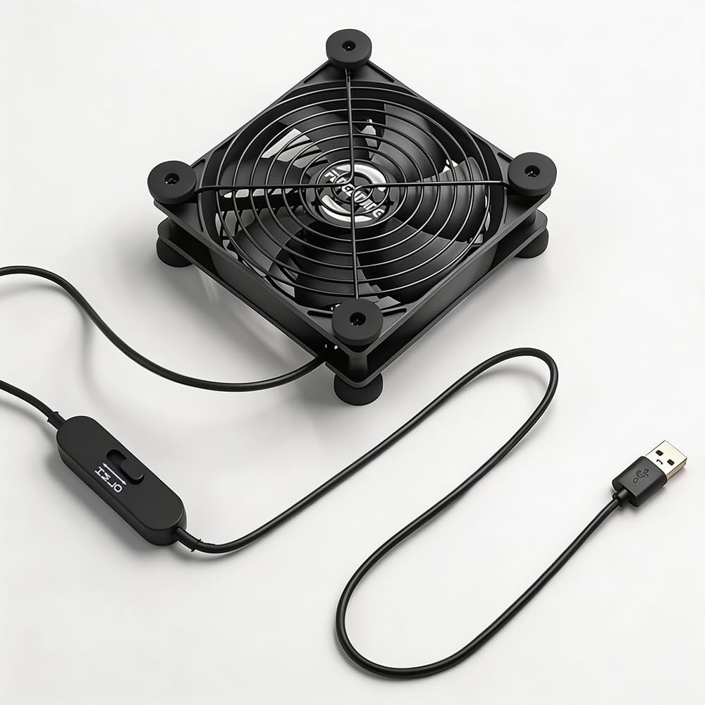 Dual Voltage 120mm USB Cooling Fan | 5V/12V 3 Speed Quiet | 18dB Ultra Quiet, 3