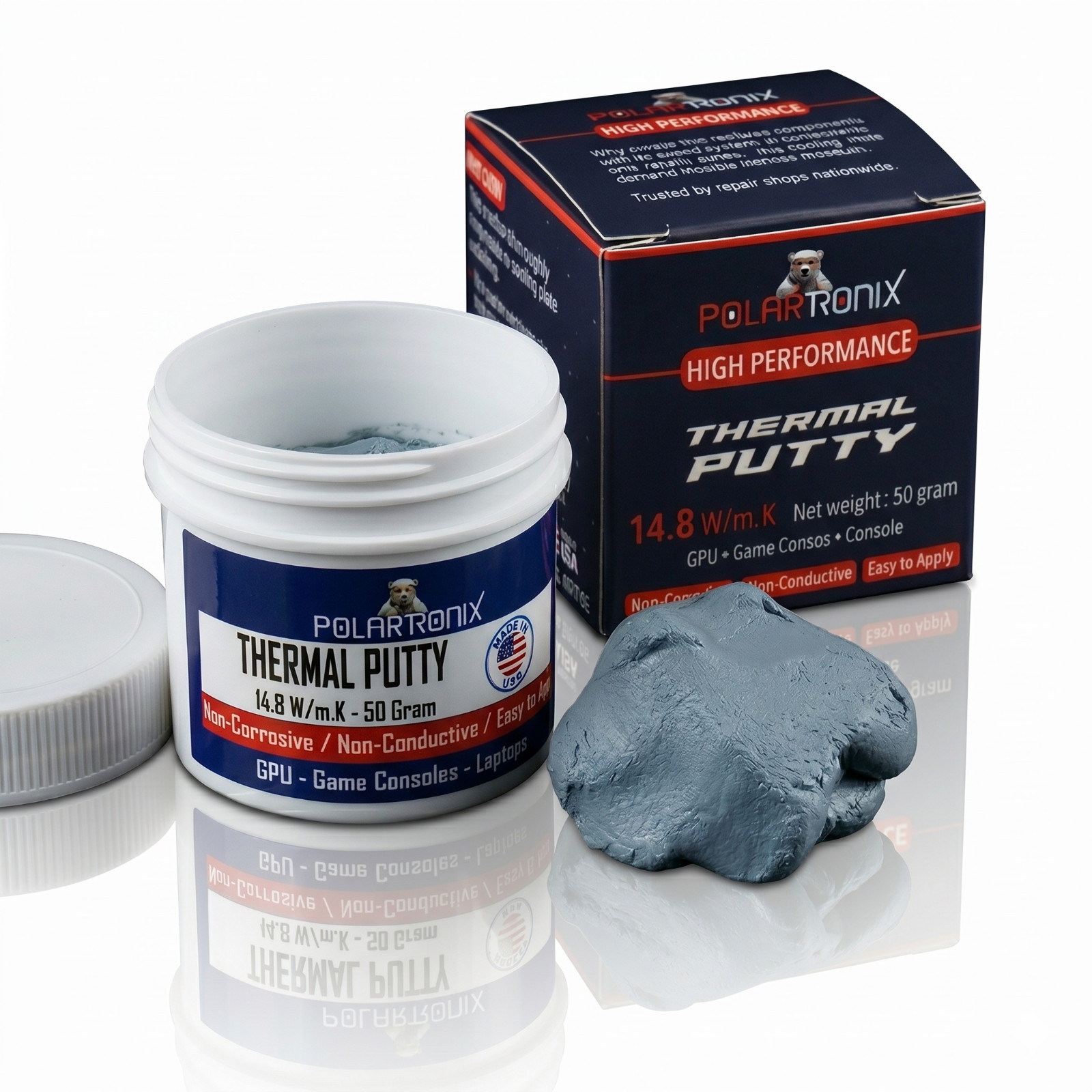 PolarTronix Thermal Putty 14.8W/mK 50g Non-Conductive GPU VRAM PS5 Laptop