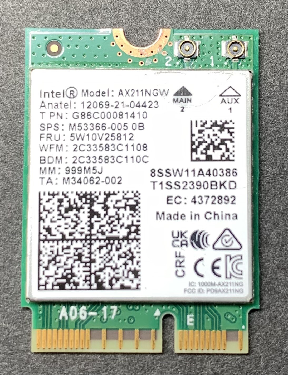 Asus intel hp WiFi 6E AX211NGW 802.11AX AC Wireless M.2 Bluetooth 5.3 2.4G 5G 6G