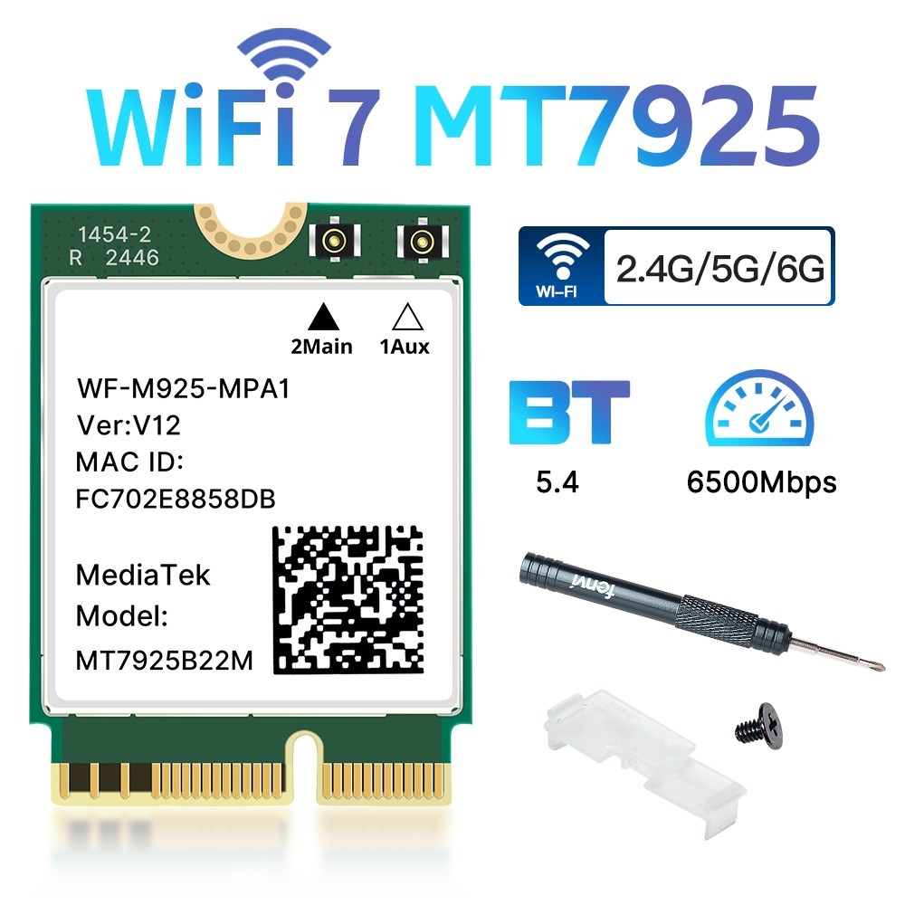 MT7925 WiFi 7 M.2 Key E Wireless Card Bluetooth 5.4 Card for AMD/Intel Win 10/11