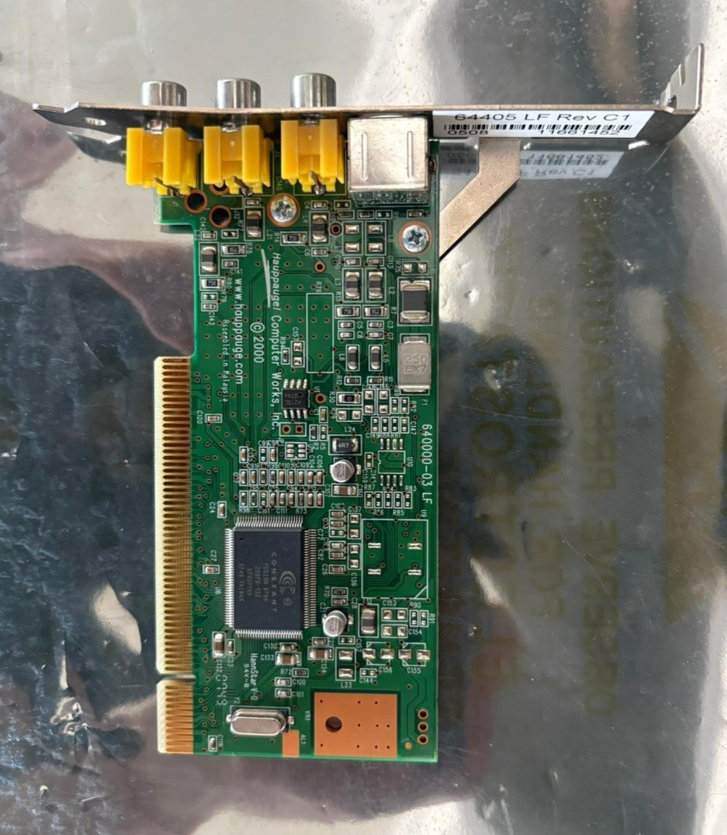 Hauppauge 64405 LF Rev C1 PCI TV Tuner Video Capture Card RCA S-Video