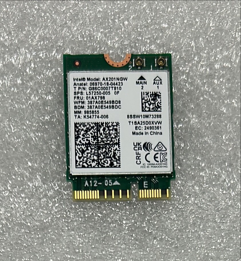Intel AX201.NGWG.NV Wi-Fi 6 AX201 (Gig+), 2230, 2×2 AX+BT, No vPro NEW BULK