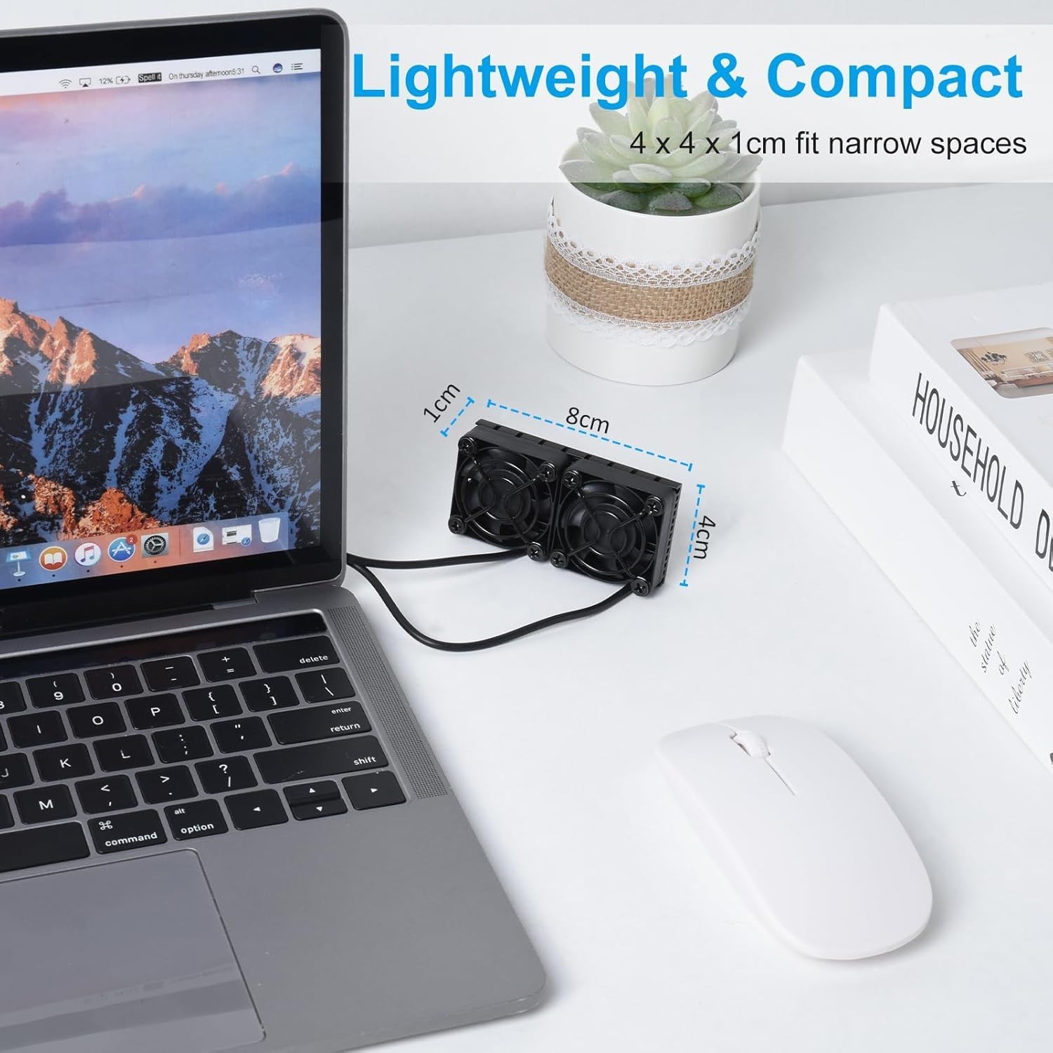 ELUTENG Computer Fan USB 40Mm Dual Row 2 in 1 USB PC Fans with 3 Adjustable Spee