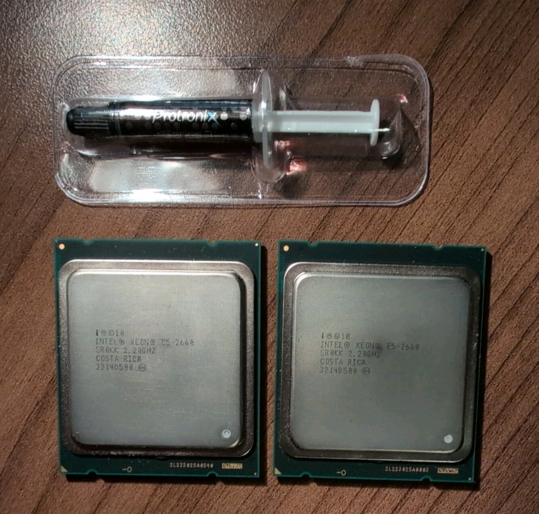 Matched pair Intel Xeon E5-2660 2.2GHz 20M 8GT/s LGA2011 8 Core SR0K