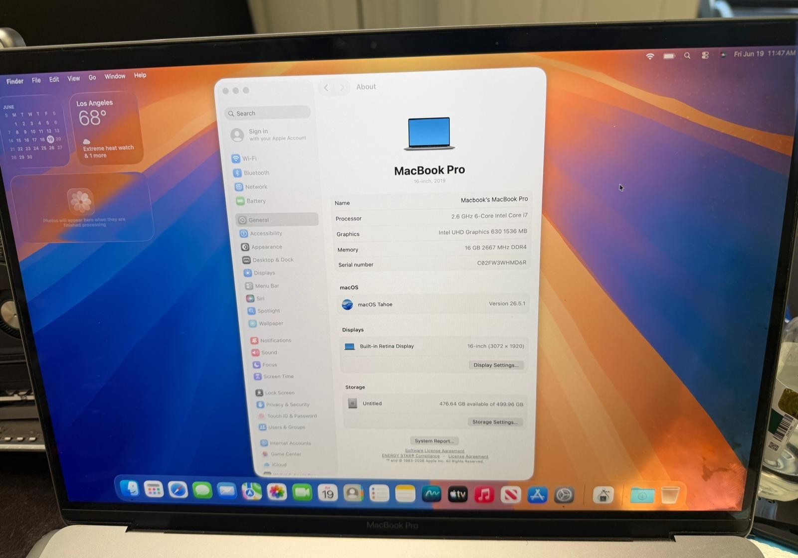 Genuine Apple MacBook Pro 16″ A2141 LCD Screen Display Assembly Space Gray 2019