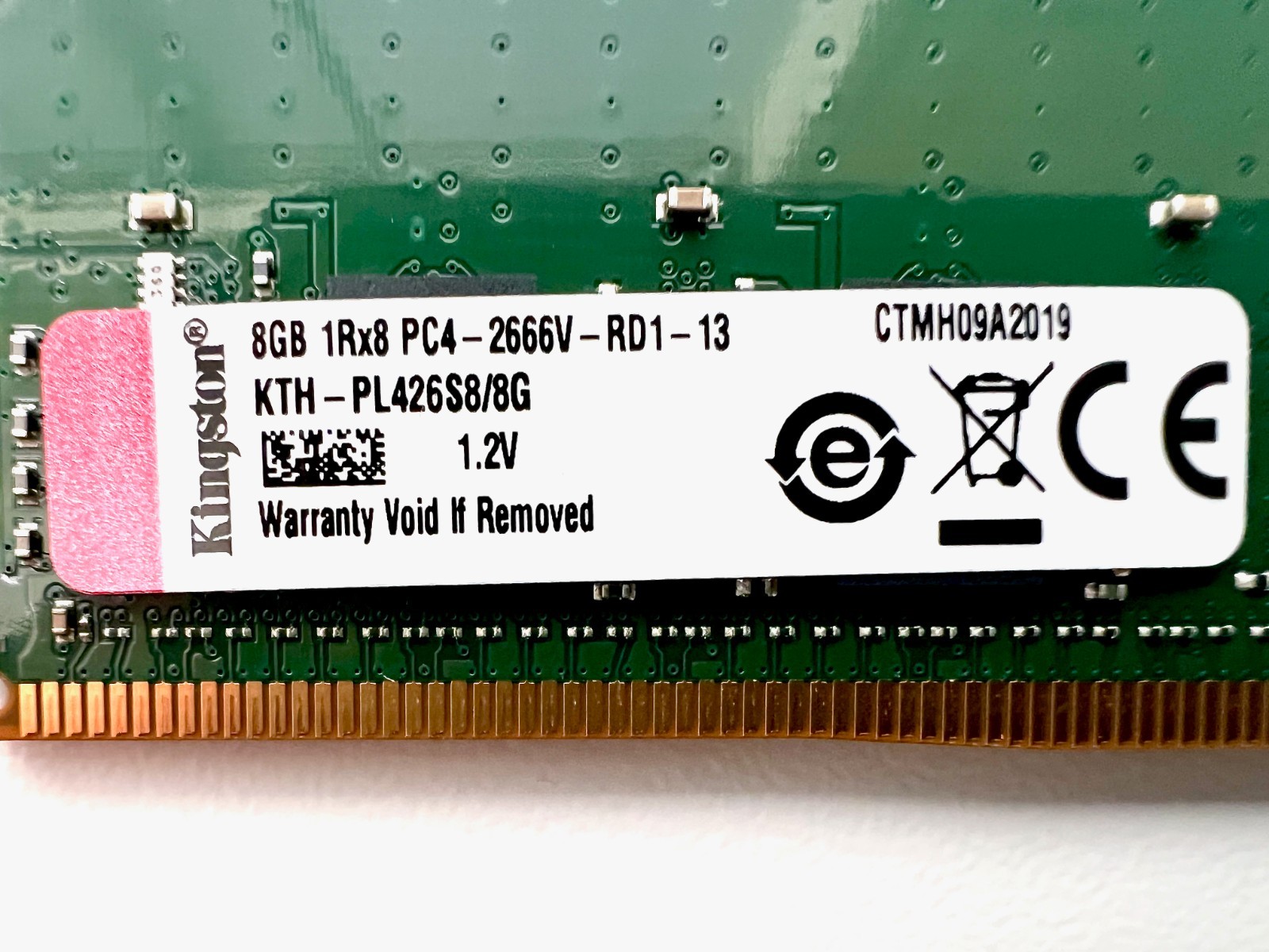 Kingston 8GB 1Rx8 ECC Reg DDR4 PC4-2666V PC4-21300 KTH-PL426S8/8G RAM Module [2]