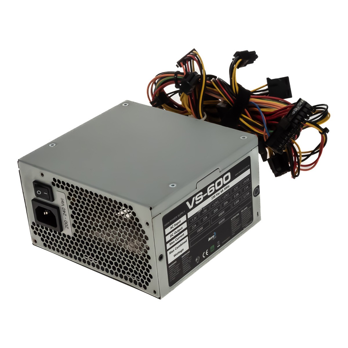Power Supply AEROCOOL VS-600 600W PSU ATX 20+4 PIN ATX12V PCIe SATA MOLEX FDD