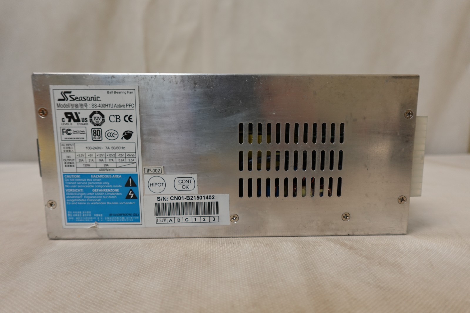 SeaSonic SS-400H1U 1U 400W Server Power Supply Unit PSU 2 Fans Active PFC 24 Pin