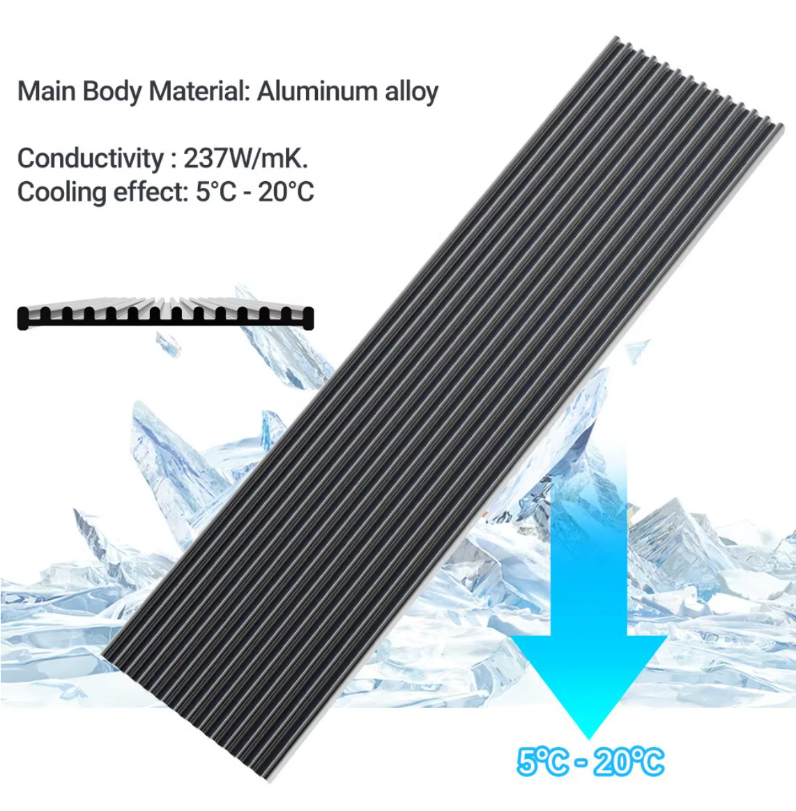 JEYI M.2 SSD Heatsink, Aluminum NVMe Radiator 2280 Solid State Drives Cooler