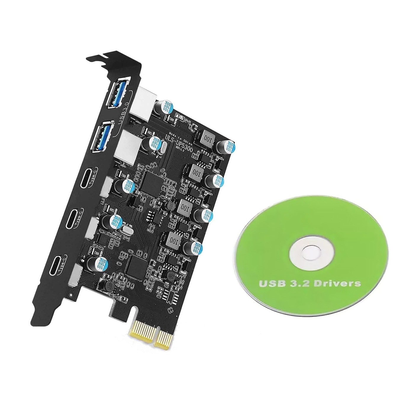 5 Ports Desktop Expansion Card 20G USB 3.2 Gen 2 2*USB-A 3*USB-C For Win 7/8/10