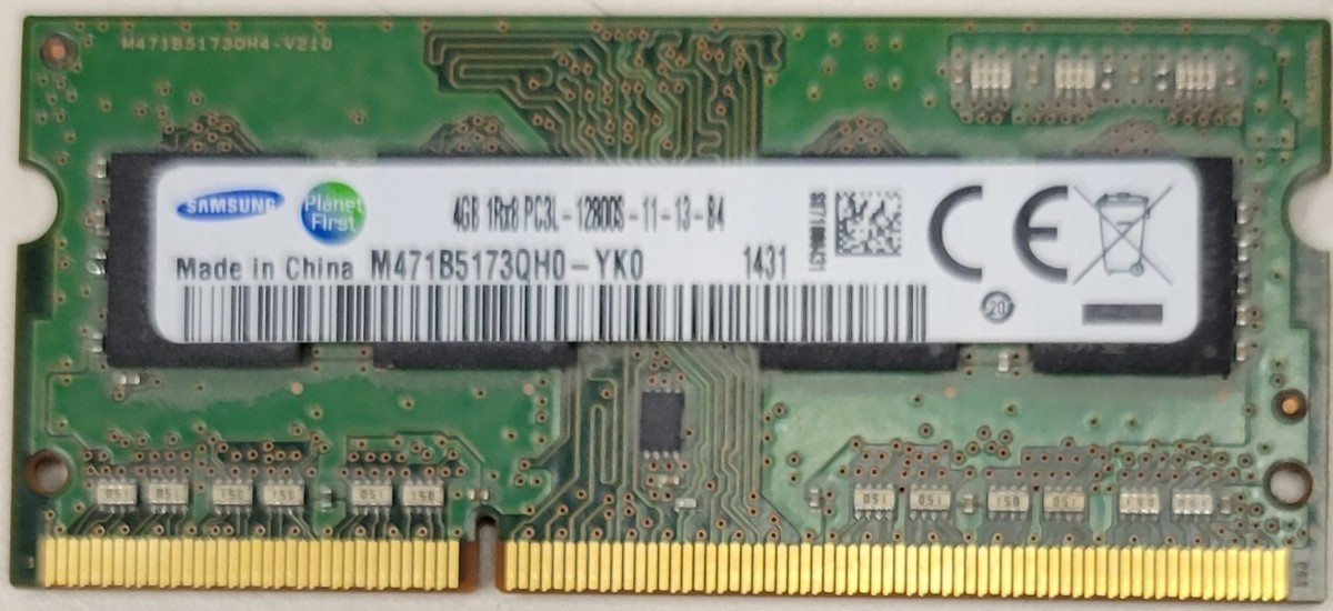 Samsung 4GB 1Rx8 PC3L-12800S DDR3 1600MHz Laptop SODIMM RAM M471B5173QH0-YK0