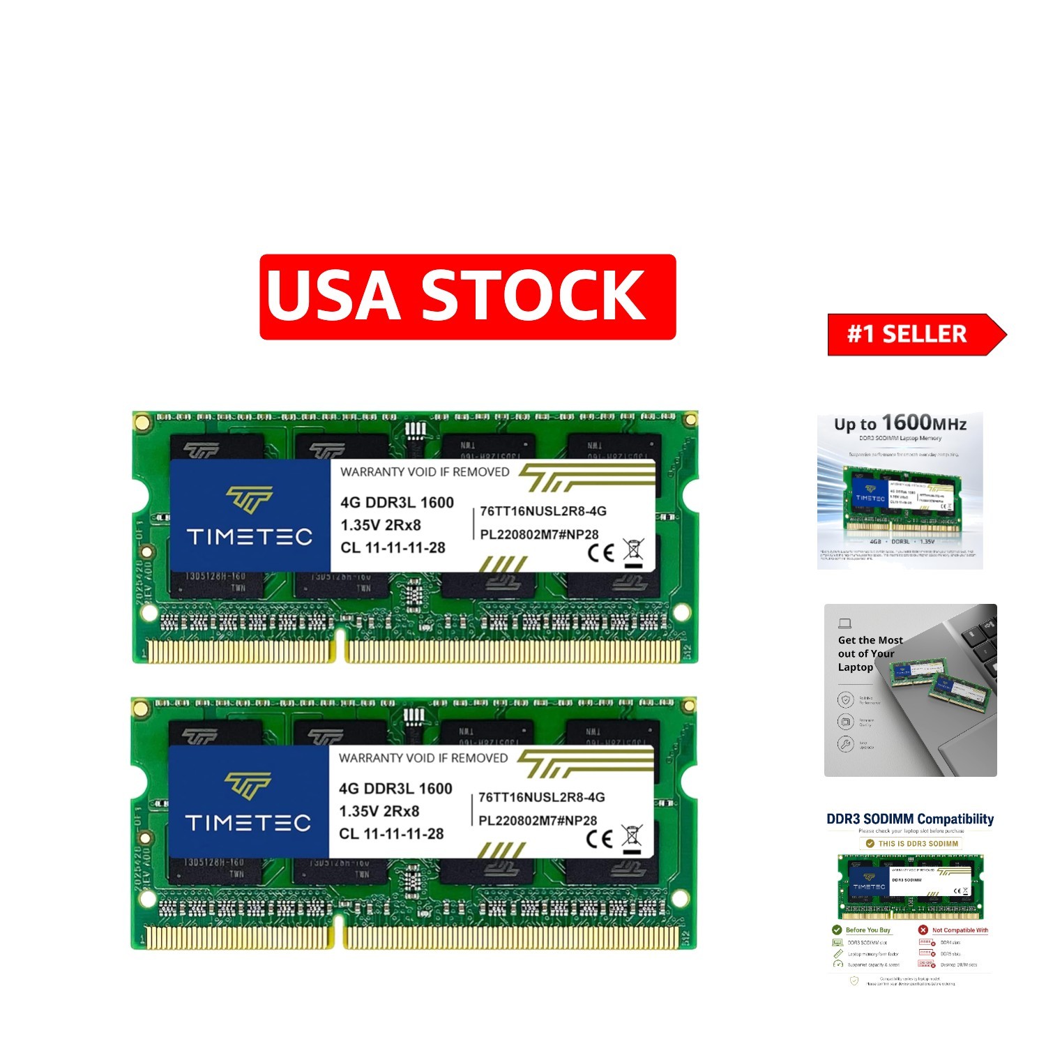 Lifetime 8GB DDR3L Laptop RAM (2x4GB) – Fast 1600MHz Unbuffered Memory