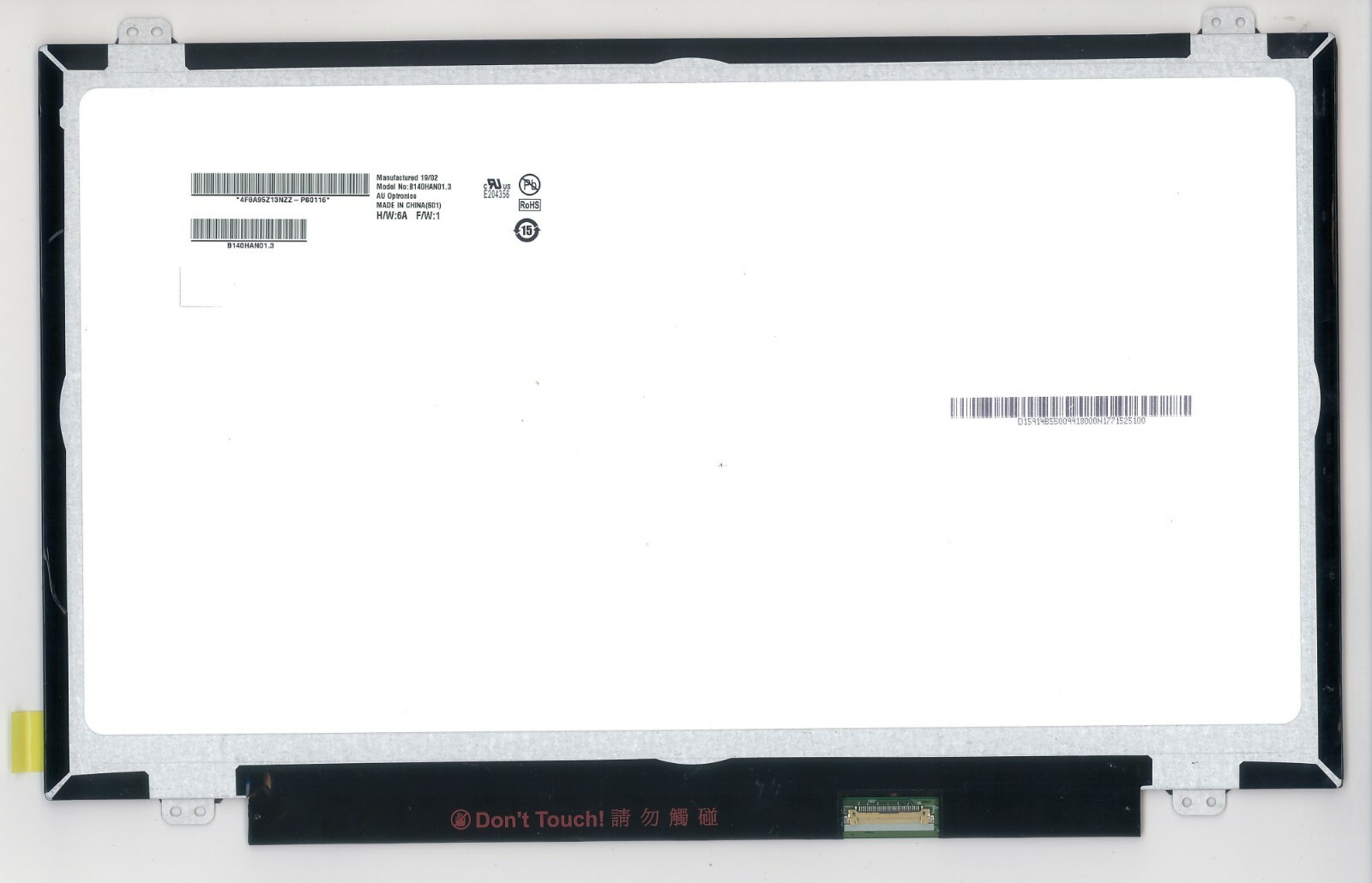 AUO B140HAN01.3 NTSC 45% IPS FHD 1920×1080 30pin NON-Touch Matte LCD Display LED