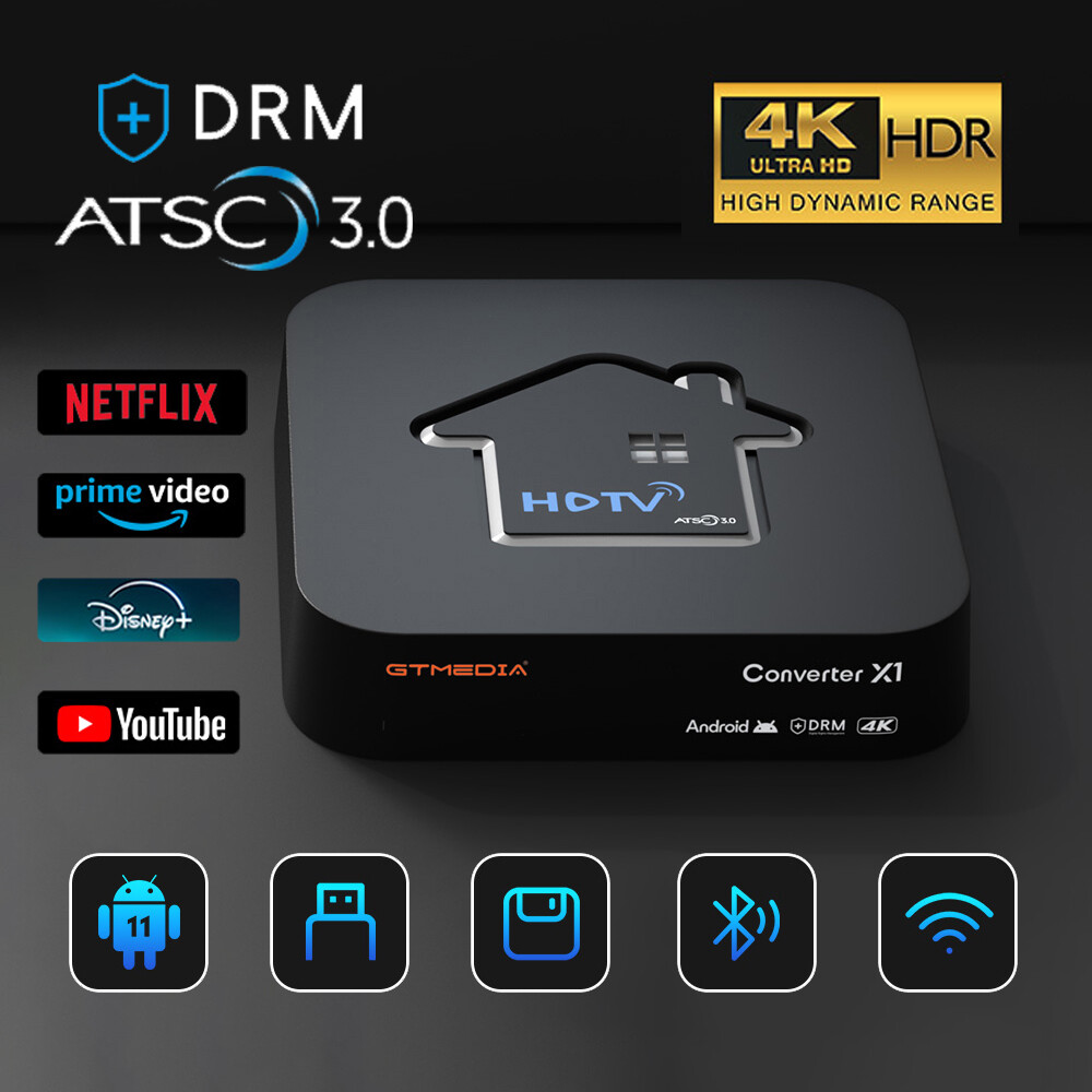 ATSC 3.0 4K UHD Digital OTA TV Tuner Converter Media Player Smart TV Box DVR EPG
