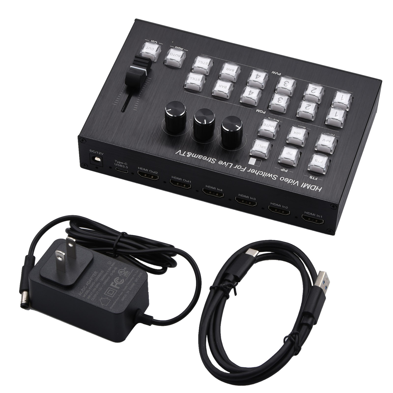 HDMI Video Switcher Mixer Support Multiple Camera Live Streaming OSD PIP MIC