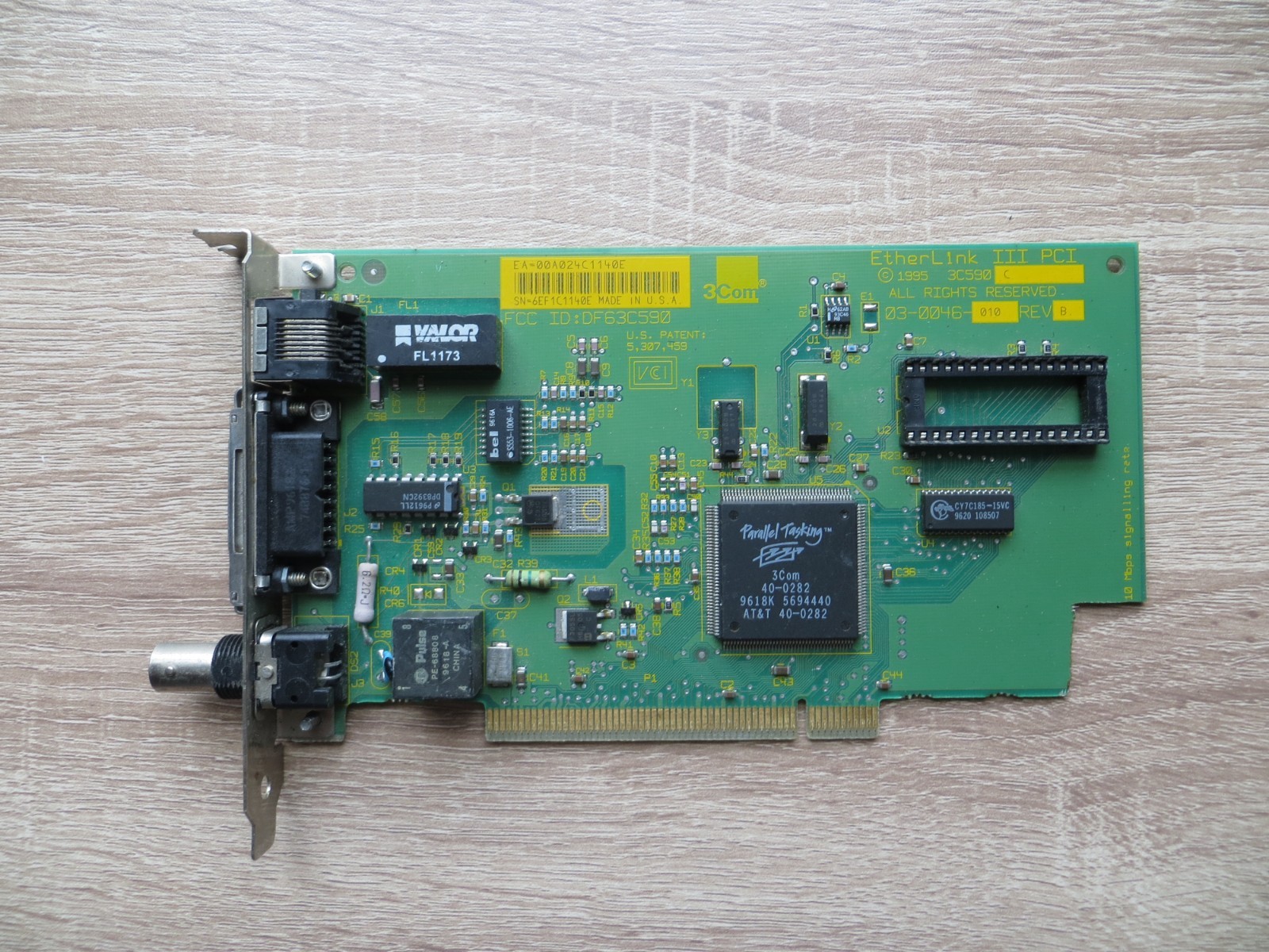 3COM ETHERLINK III 3C590 COMBO ISA ETHERNET RJ45 COAX LAN REVB tested works