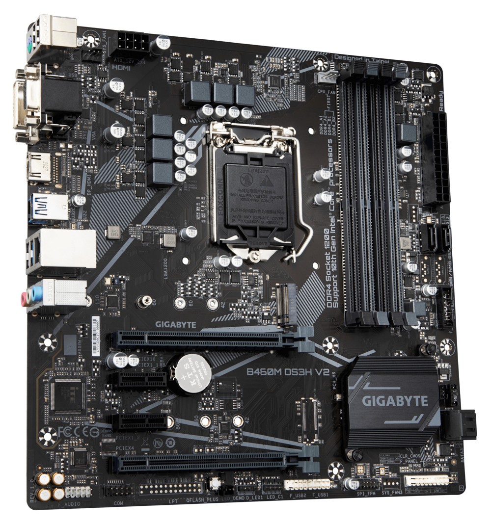 Gigabyte B460M DS3H V2 Motherboard Intel H470 LGA1200 4*DDR4 M-ATX DVI VGA 1xM.2