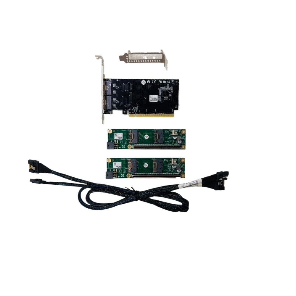 External PCI-E 4.0 X16 to SlimSAS SFF-8654 Adapter 2*PCI-E X8 +2*Baseplate Cable