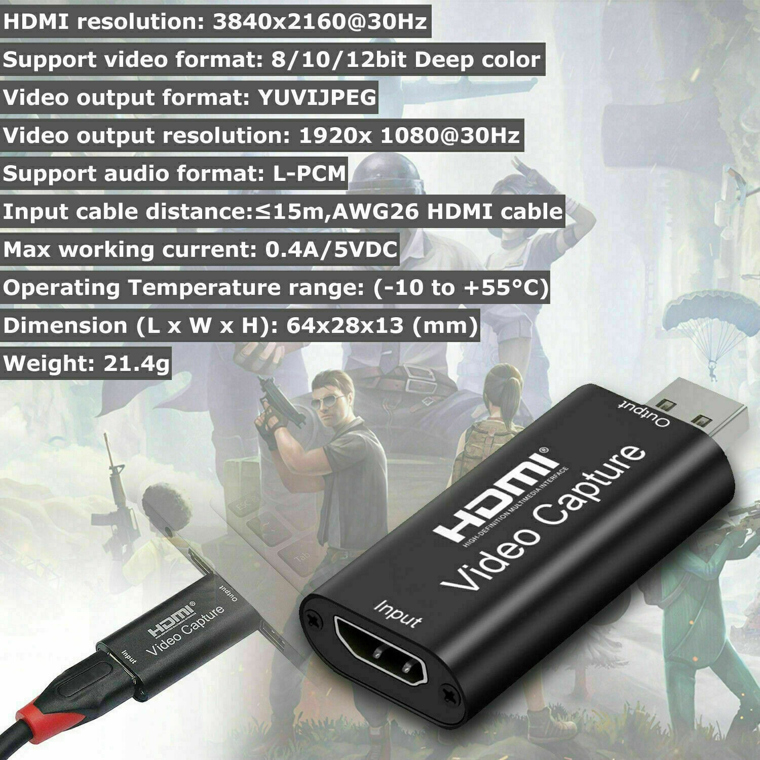 1 HDMI to USB Video Capture Card 1080P Recorder Phone Game Video Live Streaming