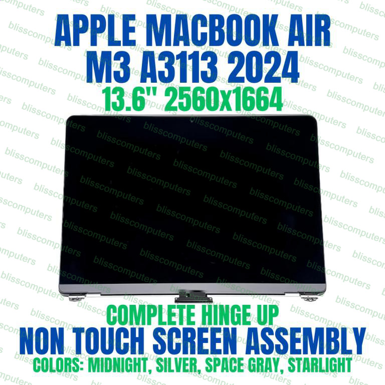 Macbook Air 13″ A3113 Mac15 12 2024 LCD Screen Assembly MW2X3LL/A Midnight