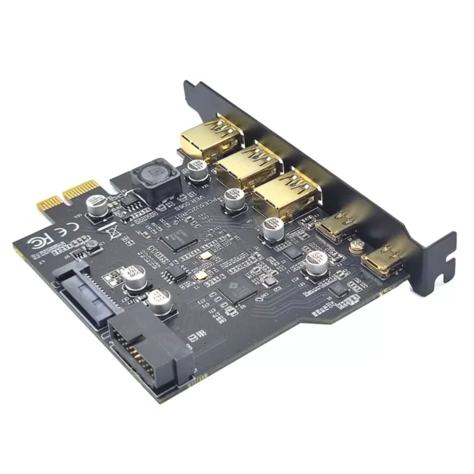 USB3.2 GEN1 PCI-E Expansion Card 5 Ports 2*Type-C 3*USB-A 19 Pin Connector 5Gbps
