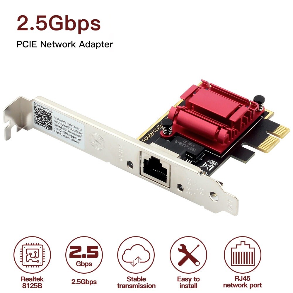 2.5Gbps PCIe Gigabit Network Card RJ45 LAN PCI Express X1 X4 X8 Ethernet Adapter