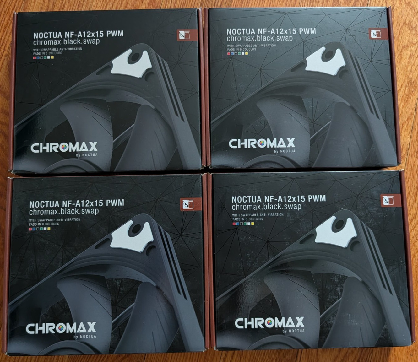 4x Noctua NF-A12x15 PWM chromax.Black.swap, Quiet Slim Fan, 4-Pin 120x15mm