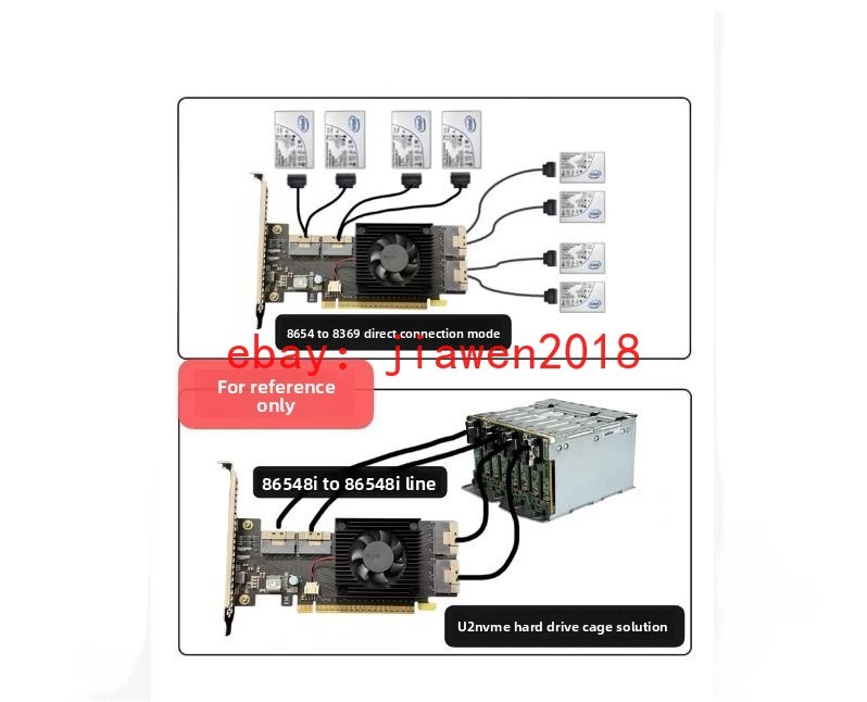 PCIe 4.0 x16 to Four SlimSAS SFF-8654 8i Switch Adapter support 8*NVMe PEX88048