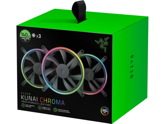(New) Razer Kunai Chroma 140mm ARGB Case Fan (3 Fans)bundle-US seller