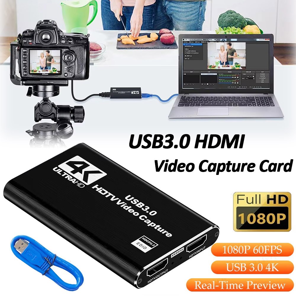 HDMI to USB3.0 Video Capture Card Streaming Camera/Xbox/PS4/PS5/PC/OBS/Gaming US